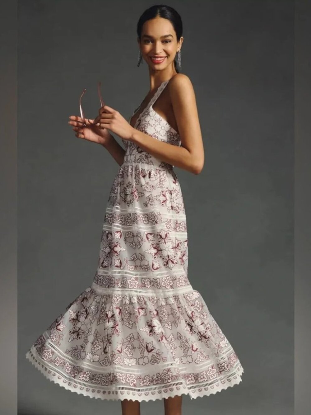 BY ANTHROPOLOGE TIERED V-NECK DRESS | SIZE M | NWOT - Picture 3 of 8